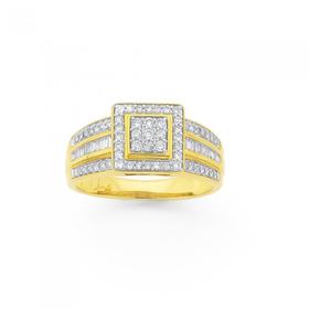 9ct-Gold-Diamond-Square-Ring on sale