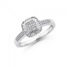 9ct-White-Gold-Diamond-Cushion-Shape-Ring on sale