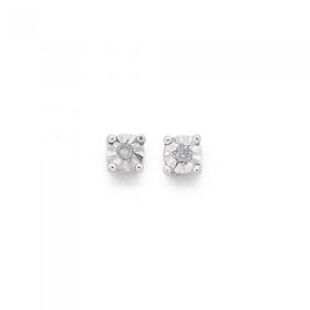 9ct+Gold+Diamond+Stud+Earrings