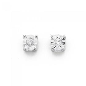 9ct+White+Gold+Diamond+Stud+Earrings