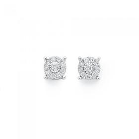 9ct+White+Gold+Diamond+Stud+Earrings