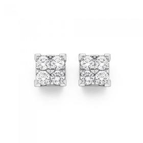 9ct+Gold+Diamond+Stud+Earrings