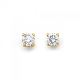 9ct-Gold-Round-Brilliant-Diamond-Stud-Earrings on sale