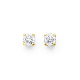 9ct-Gold-Round-Brilliant-Diamond-Stud-Earrings on sale