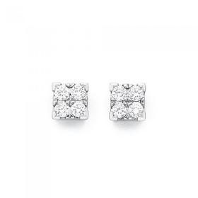 9ct+White+Gold+Diamond+Stud+Earrings