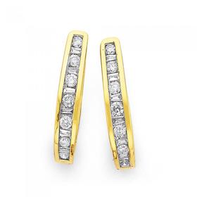 9ct+Gold+Diamond+Huggie+Earrings