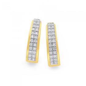 9ct+Gold+Pave+Diamond+Huggie+Earrings