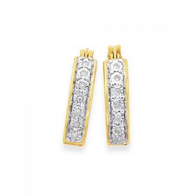 9ct+Gold+Diamond+Hoop+Earrings