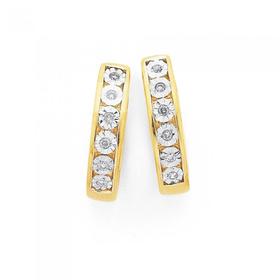 9ct+Gold%2C+Diamond+Huggie+Earrings