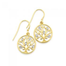 9ct-Gold-Diamond-Tree-of-Life-Earrings on sale