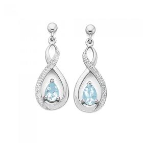 White-Gold-Aquamarine-Diamond-Earrings on sale