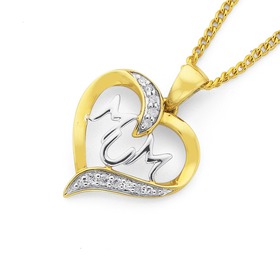 9ct-Gold-Diamond-Mum-Heart-Pendant on sale