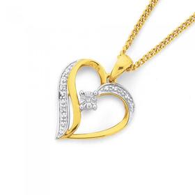 9ct+Gold+Diamond+Heart+Pendant