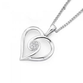 9ct+White+Gold+Diamond+Heart+Pendant