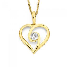 9ct+Gold%2C+Diamond+Heart+Pendant