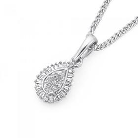 9ct-White-Gold-Diamond-Teardrop-Pendant on sale