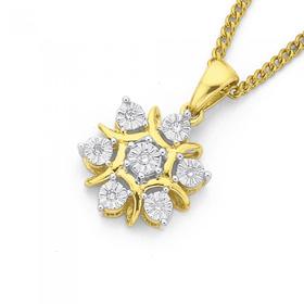 9ct-Gold-Diamond-Snow-Flake-Pendant on sale