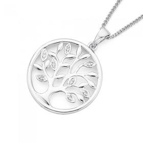 9ct-White-Gold-Diamond-Tree-of-Life-Pendant on sale