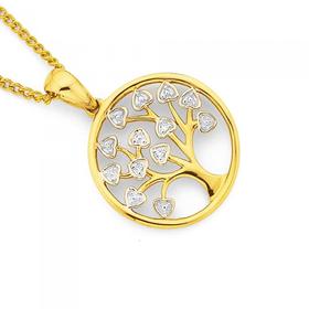 9ct-Gold-Diamond-Tree-of-Life-in-Circle-Pendant on sale