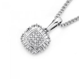 9ct-White-Gold-Diamond-Cushion-Shape-Pendant on sale