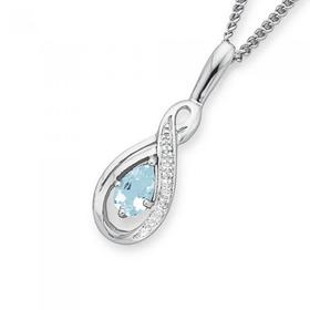 White-Gold-Aquamarine-Diamond-Pendant on sale