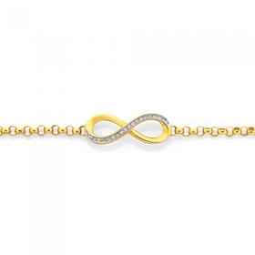 9ct+Gold+Diamond+Infinity+Bracelet