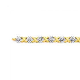 9ct-Gold-Diamond-Miracle-Plate-Flower-Crossover-Bracelet on sale