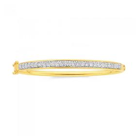 9ct+Gold+60mm+Diamond+Bangle