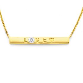 9ct-Gold-Diamond-Love-Bar-Necklet on sale