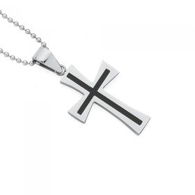 Steel-Black-Centre-Flare-Cross-Pendant on sale