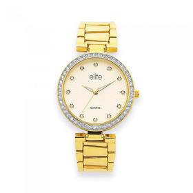 Elite+Ladies+Gold+Tone+Watch