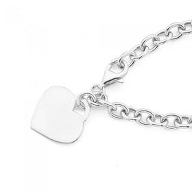 Silver-Light-Cable-Link-With-Heart-Disc-Bracelet on sale