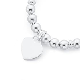 Silver-Heart-Disc-On-Ball-Stretch-Bracelet on sale