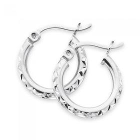 Silver-12mm-Diamond-Cut-Hoop-Earrings on sale