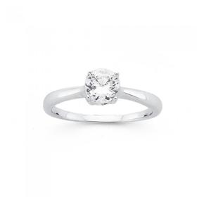 Silver-Cubic-Zirconia-Solitaire-Ring on sale