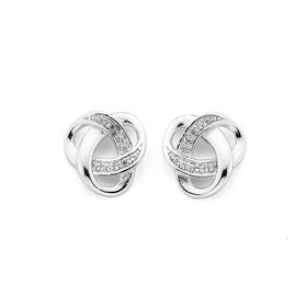 Silver-Cubic-Zirconia-Open-Knot-Stud-Earrings on sale