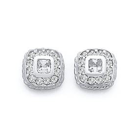 Sterling-Silver-Square-Fancy-Cubic-Zirconia-Earrings on sale