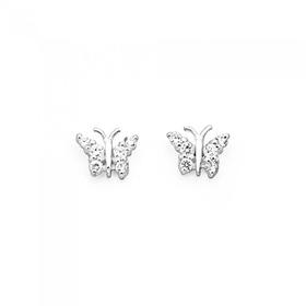 Sterling-Silver-Cubic-Zirconia-Butterfly-Studs on sale