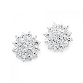 Sterling-Silver-Flower-Cubic-Zirconia-Studs on sale