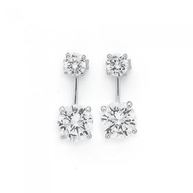 Silver-Double-Cubic-Zirconia-Stud-Earrings on sale