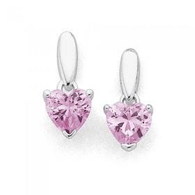 Sterling-Silver-Cubic-Zirconia-Heart-Drop-Earrings on sale