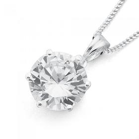 Silver-Cubic-Zirconia-Solitaire-Pendant on sale