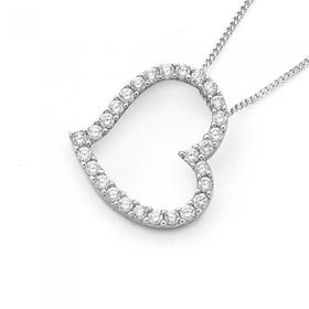 Silver-Cubic-Zirconia-Heart-Pendant on sale