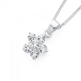 Silver-Small-Cubic-Zirconia-Flower-Pendant on sale