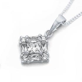 Silver-Square-Cubic-Zirconia-Pendant on sale