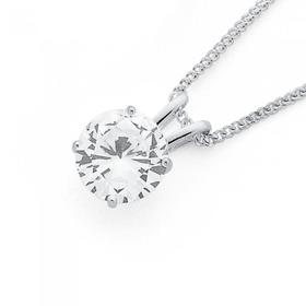 Silver-8mm-Cubic-Zirconia-Pendant on sale