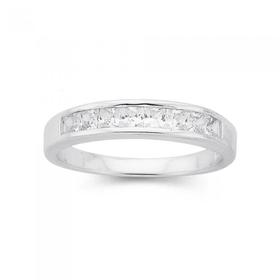 Silver-Channel-Set-Cubic-Zirconia-Eternity-Ring-Size-M on sale