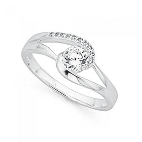 Sterling-Silver-Cubic-Zirconia-Solitaire-Ring on sale