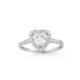 Sterling-Silver-Cubic-Zirconia-Heart-Ring on sale