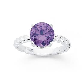 Silver-Violet-Cubic-Zirconia-Twist-Band-Ring on sale